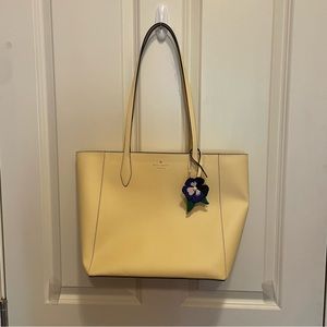 Kate Spade Dana Saffiano pvc Tote, Butter, with pansy. New with tags. Orig. $359